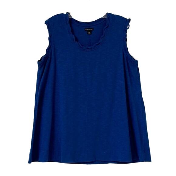 New Directions Medium Sleeveless Teal Blue Top Trim Around Collar & Sleeves - Picture 1 of 3